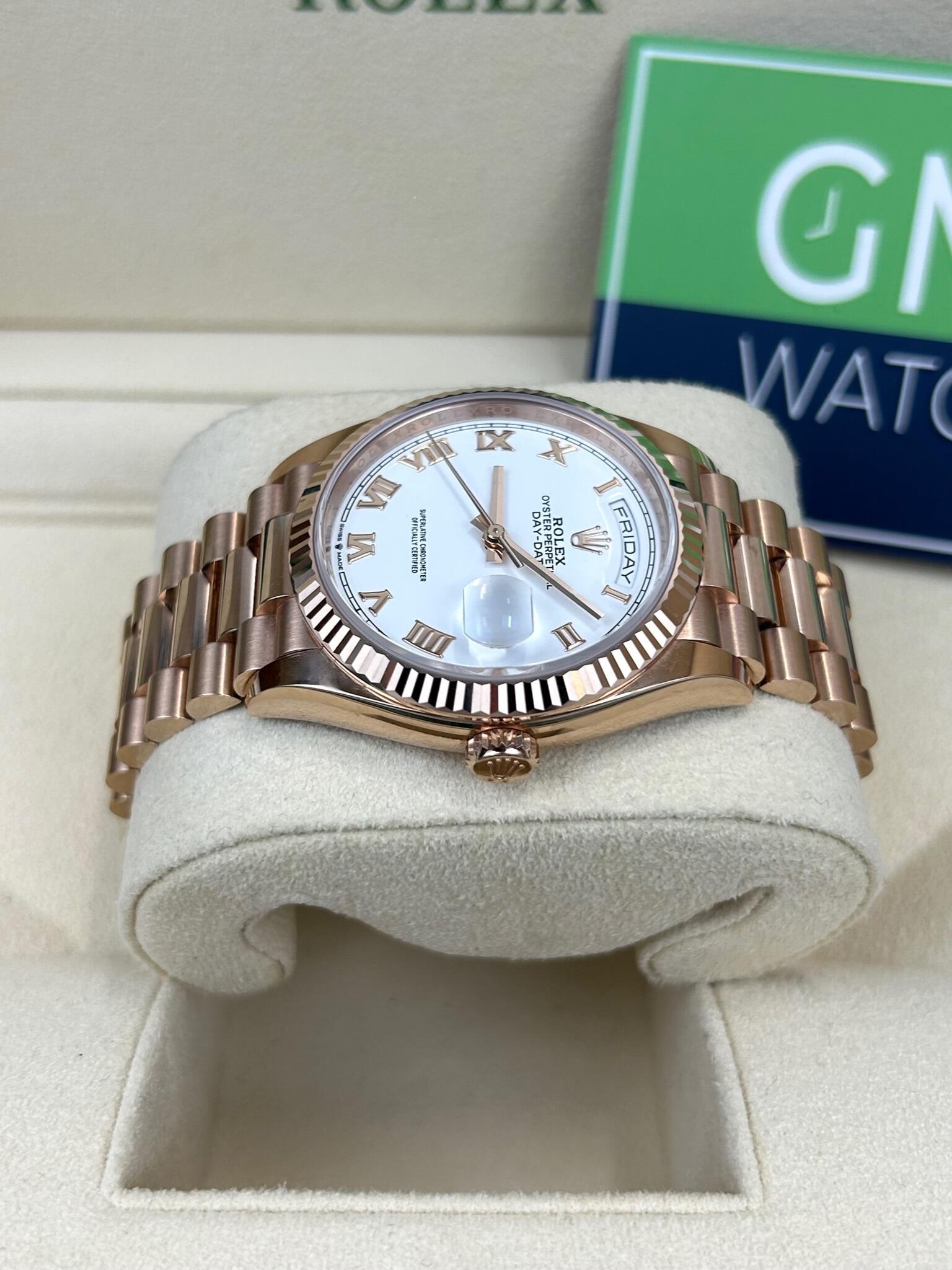 Rolex Day Date 36 128235 White Roman Dial Rose Gold 2022