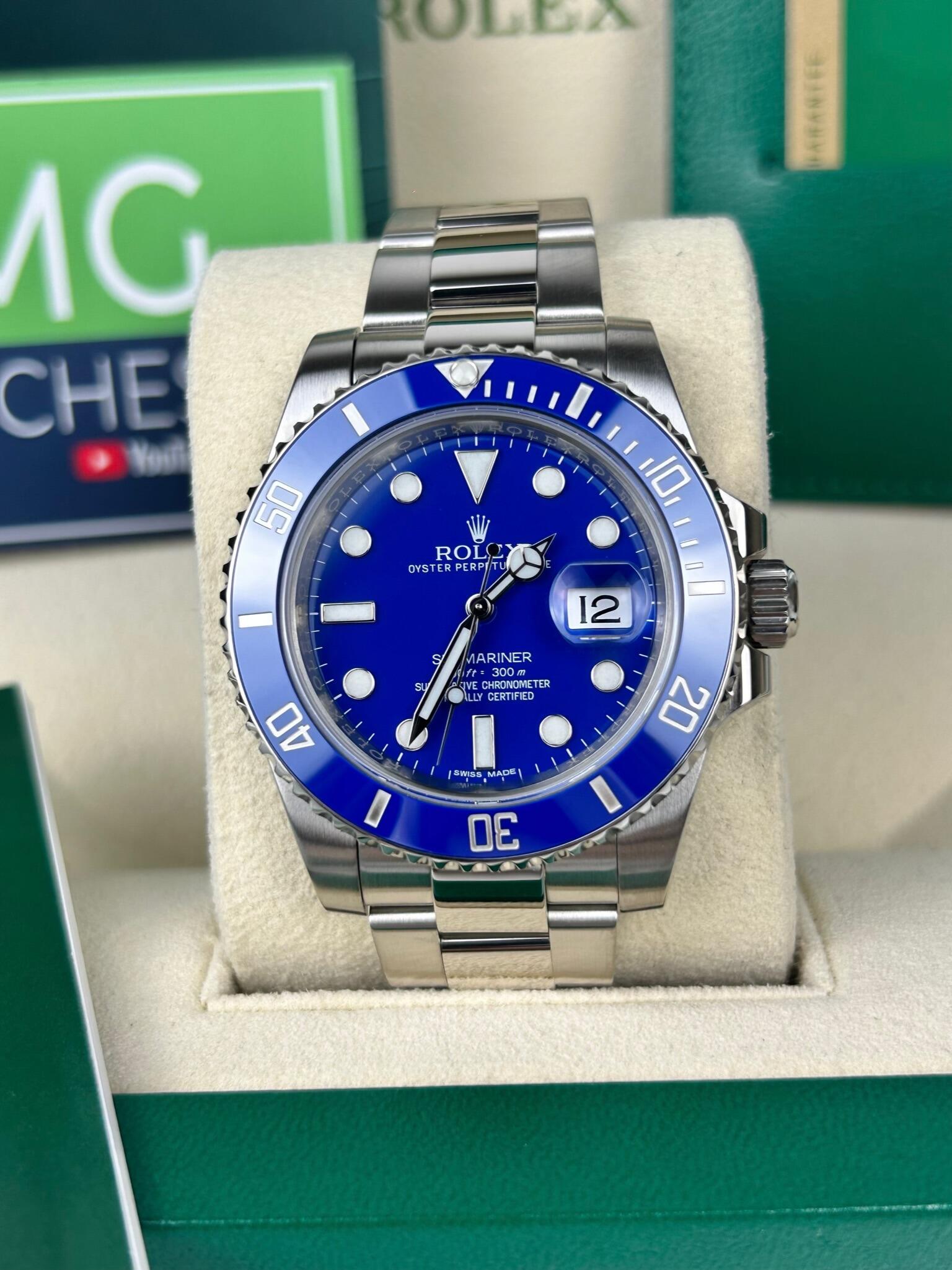 Rolex Submariner Date 116619LB Smurf White Gold Oyster Bracelet