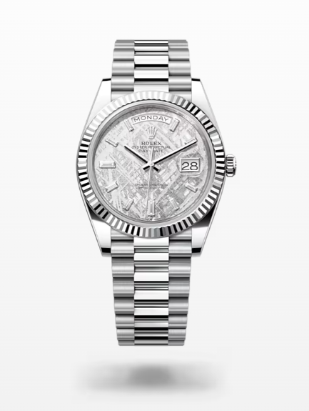 Rolex day clearance date platinum meteorite