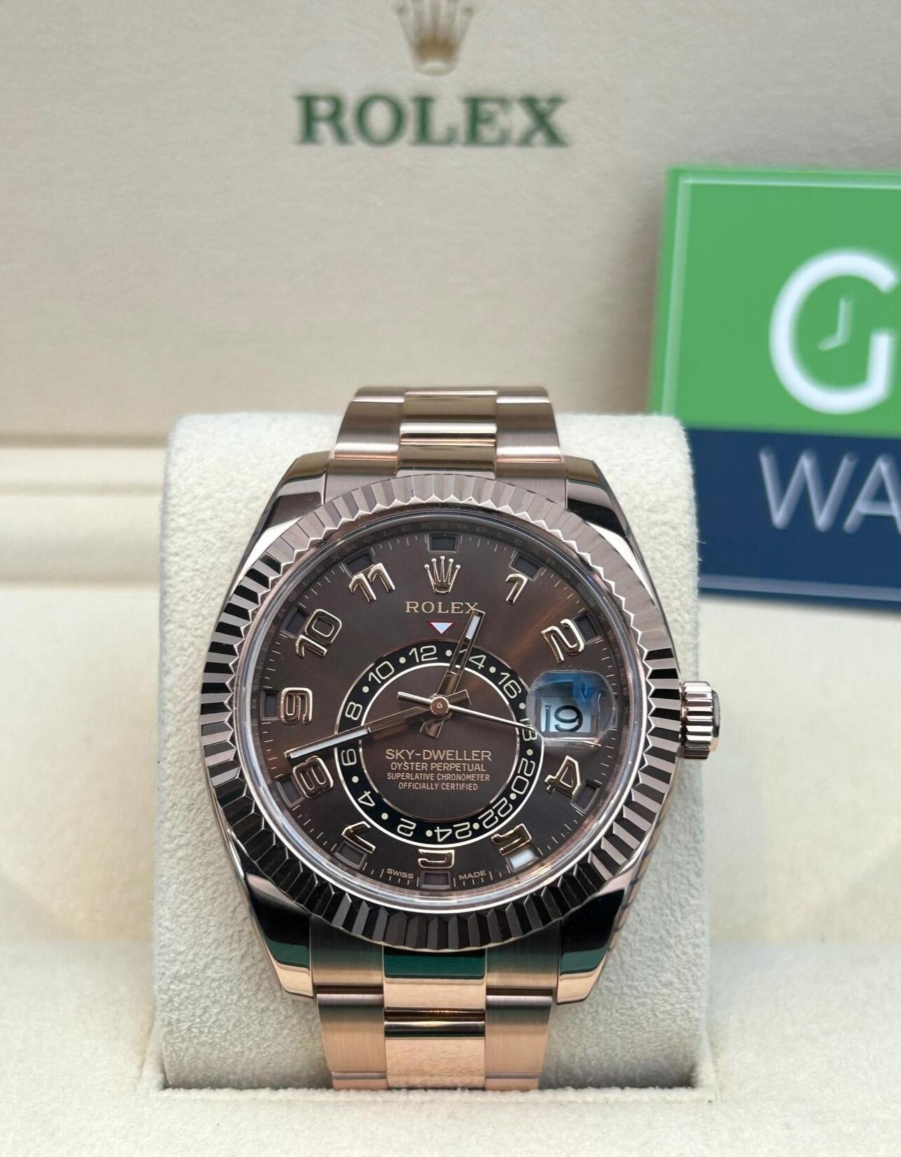 Rolex Sky Dweller 326935 Rose Gold Chocolate Dial Arabic Numerals 2017