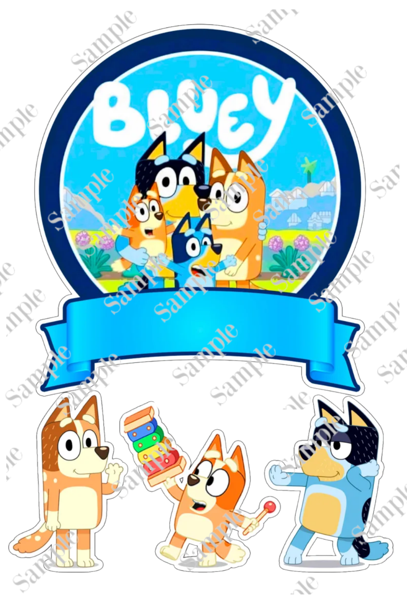 Bluey themed edible print for birthday cake