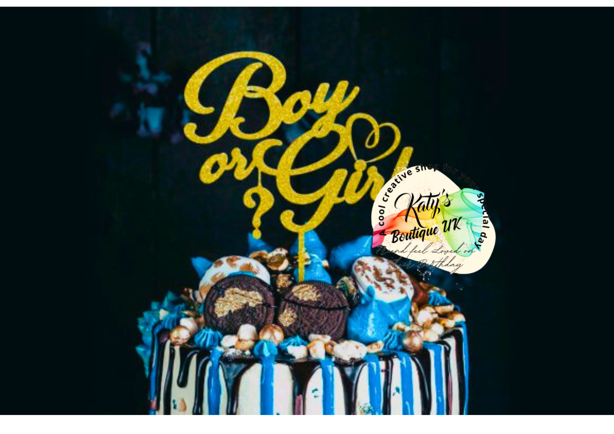 Gender Reveal Cake Topper Set - 8-teilige Babyparty Deko Mit Glitzer & Figuren Für Junge/Mädchen