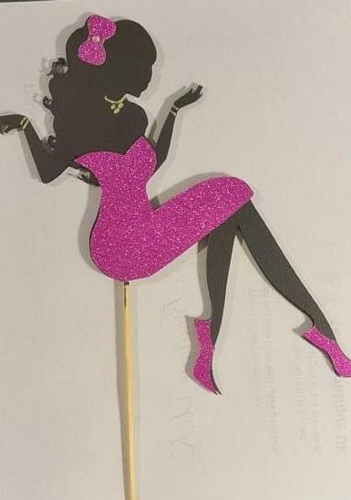 Elegant Lady Silhouette- girl-woman Fashion Birthday Cake Topper