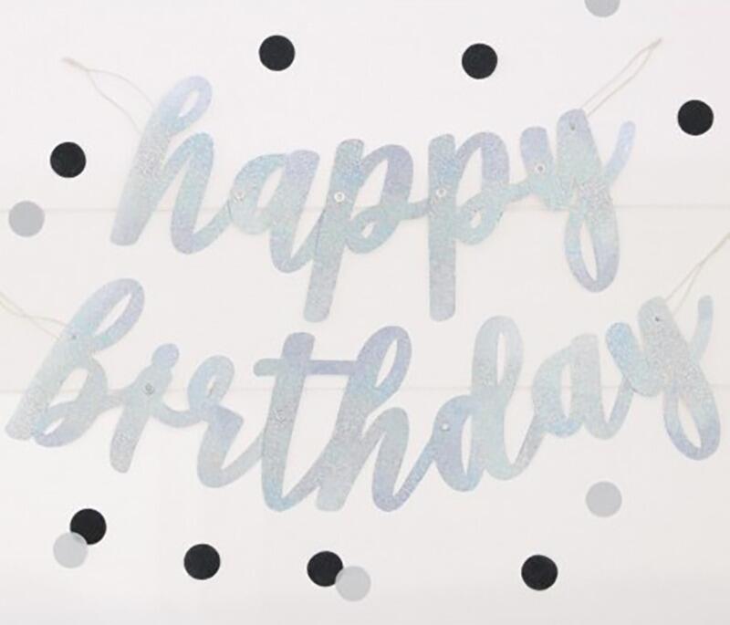 Silver Happy Birthday String Banner