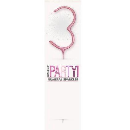 Pink Number 3 sparkler