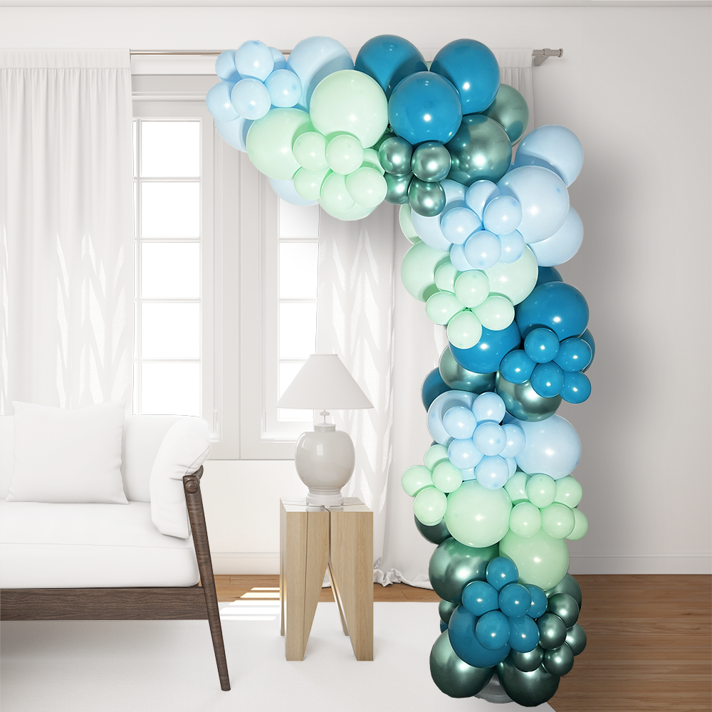 Mint Green and Tropical Teal Ready-Made Right Half Balloon Arch