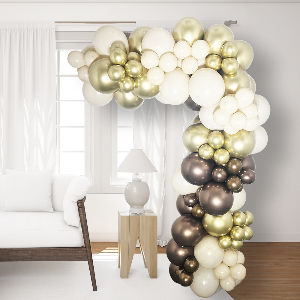 Black and Gold Chrome Ready-Made Right Half Balloon Arch