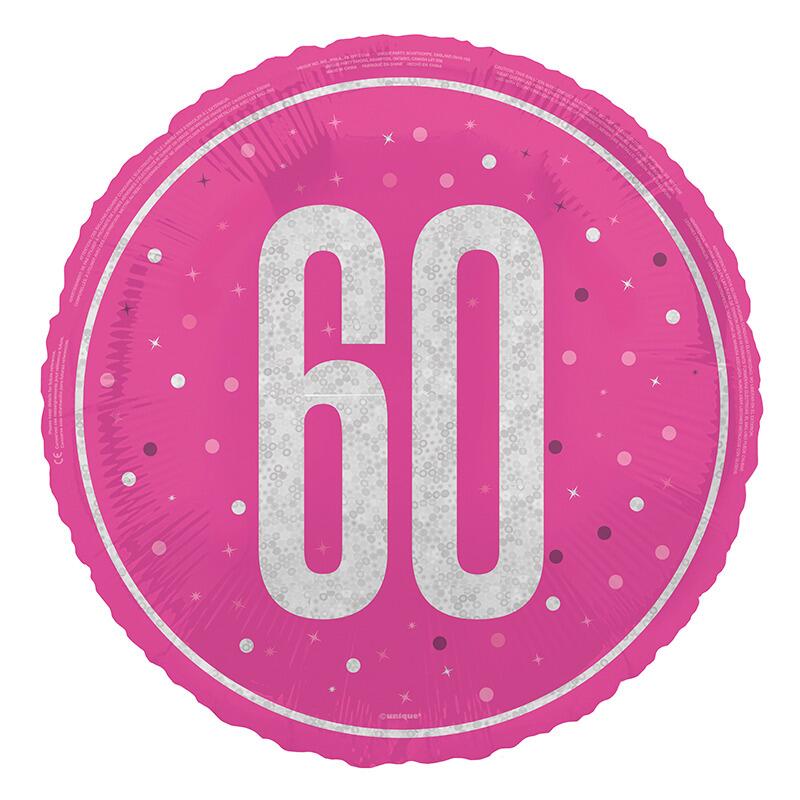 pink number 60 Birthday Balloon