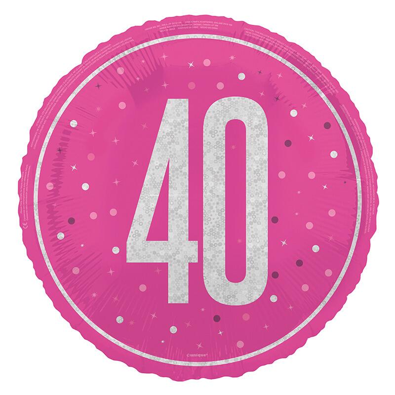 pink number 40 Birthday Balloon
