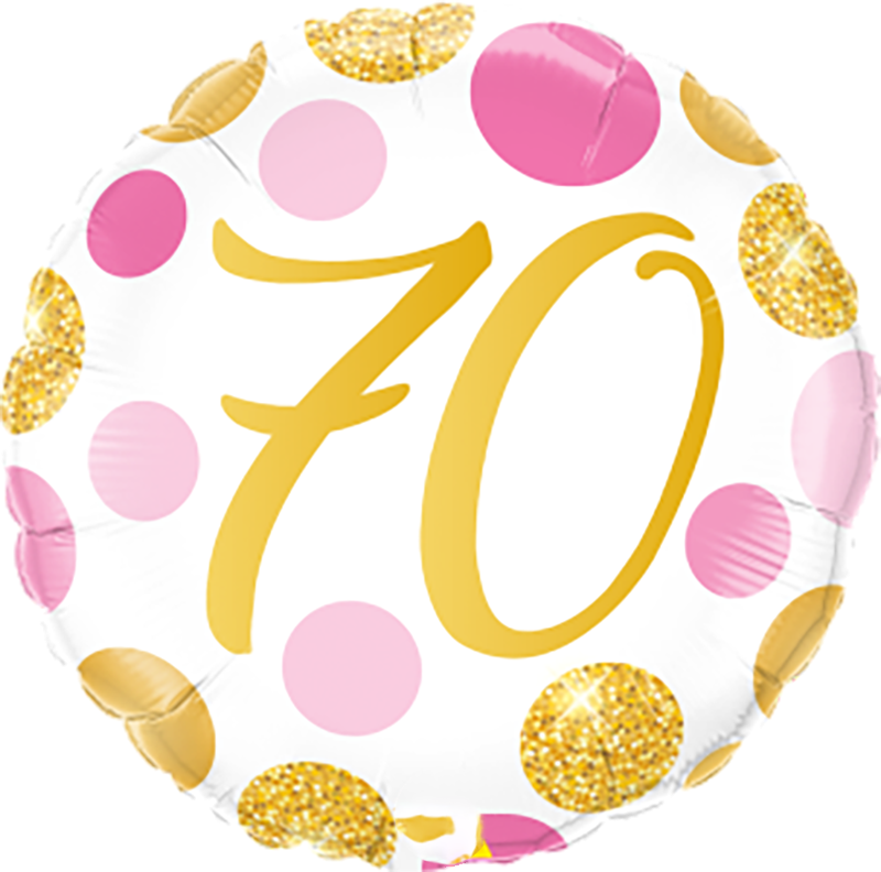 70 Pink And Gold Dots 18 Helium Foil Balloon 5016