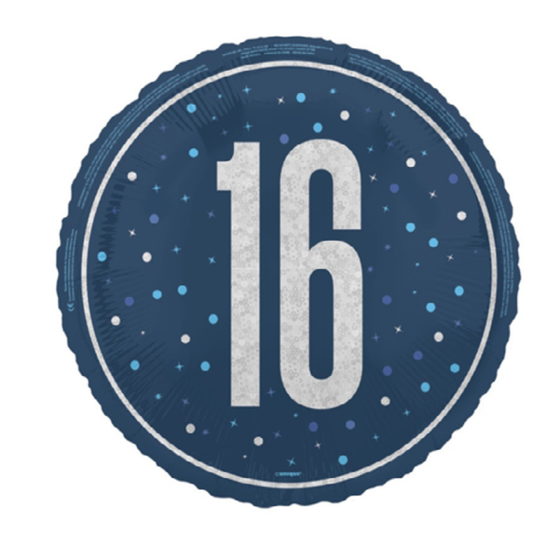 Navy and Silver 16th Birthday Foil Balloon