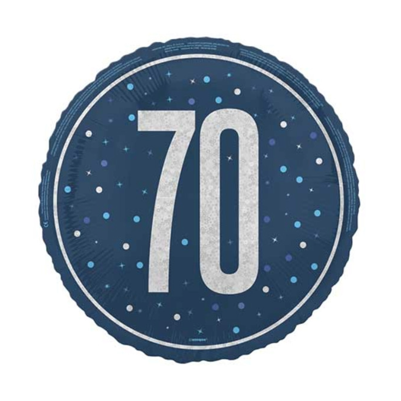 Stunning 70th Glitz Blue & Silver Luncheon Napkins (16cm