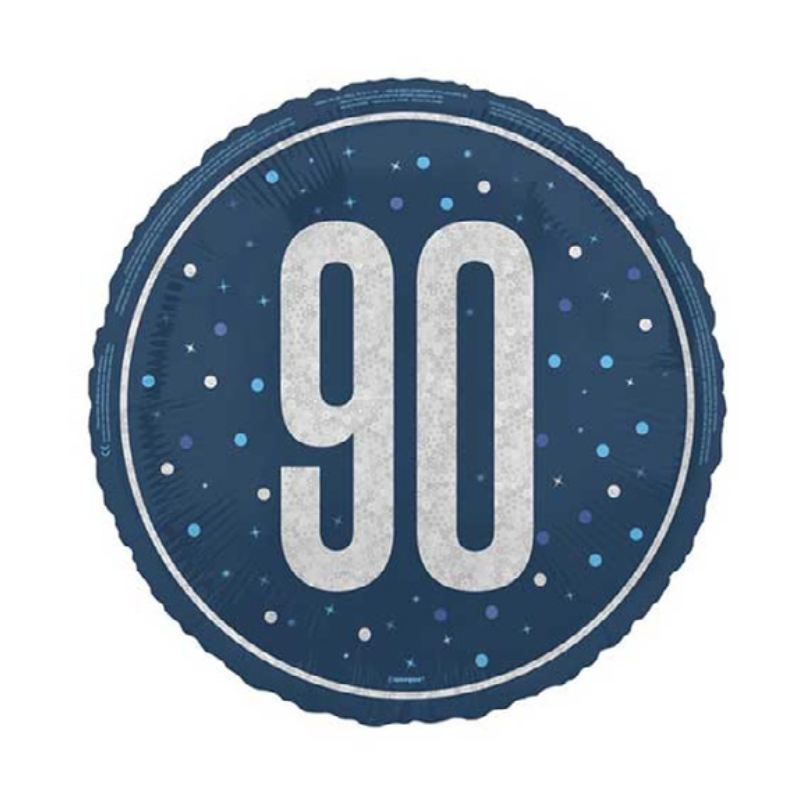 Navy and Silver 90th Birthday Foil Balloon
