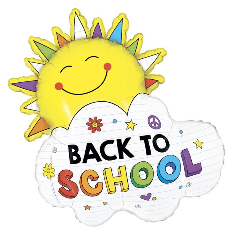 Back to school colourful balloon with a cheerful sunshine