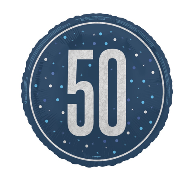 Navy and Silver 50th Birthday Foil Balloon