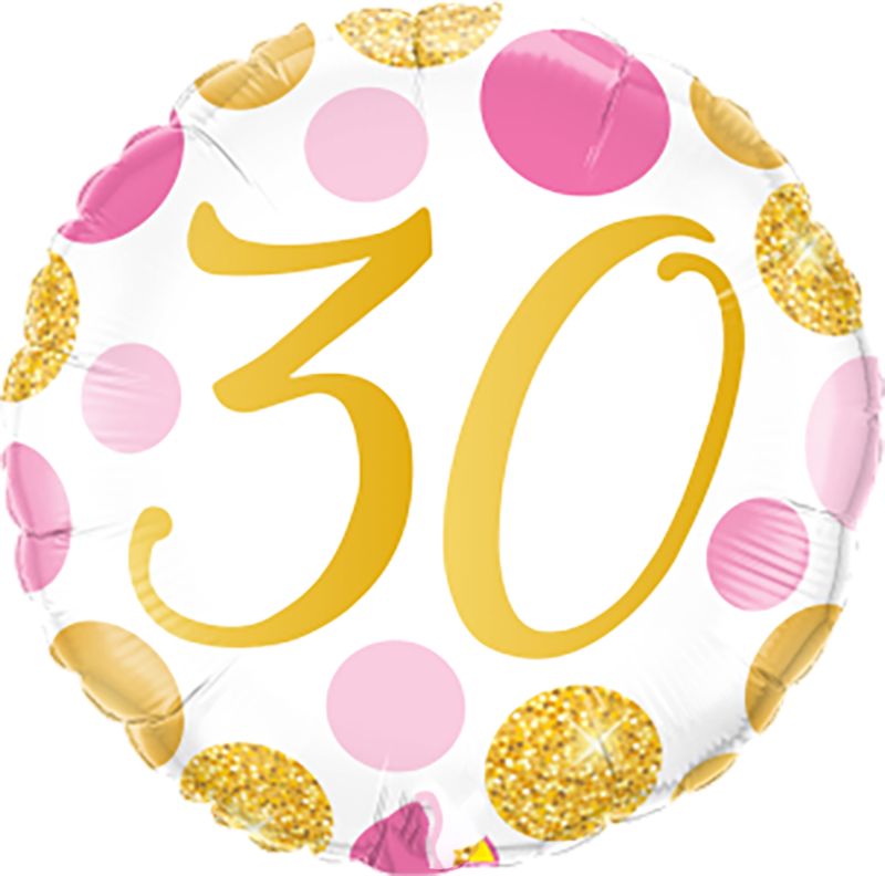 Happy Birthday Pink And Gold Dots Balloons