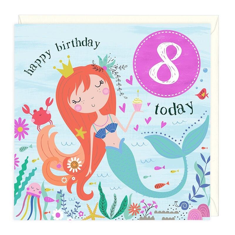 8 Today Mermaid Birthday Card