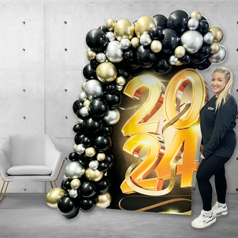 2024 Backdrop with Organic Balloon Arch