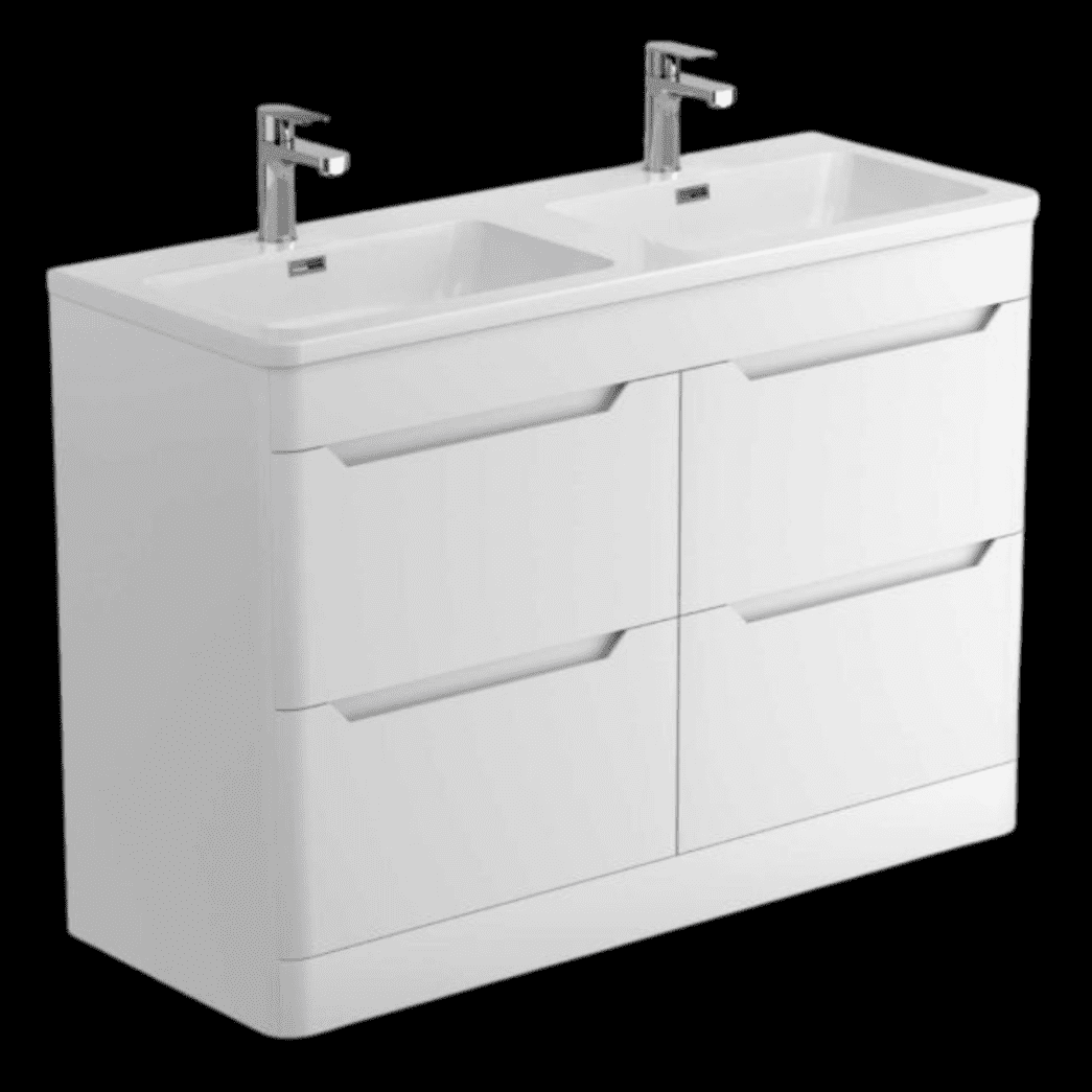 Elite / Ellis White 1200mm Floor Standing Vanity Unit with Dual