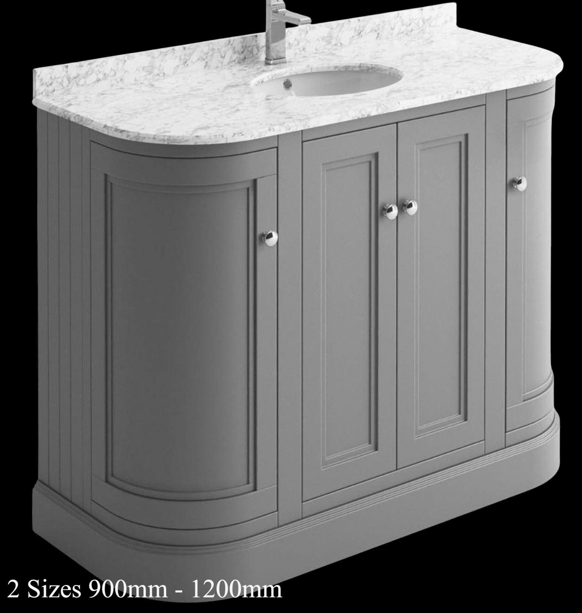 Rectory / Richmond Traditional Light Grey Floor Standing Curved Vanity Unit