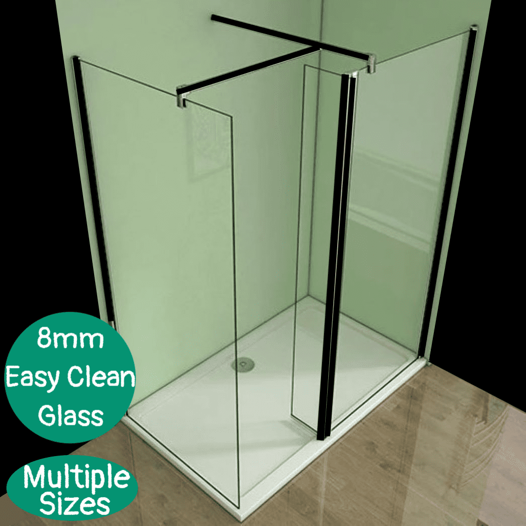 Concept Royle Black 8mm Fixed Shower Or Wet Room Screens With