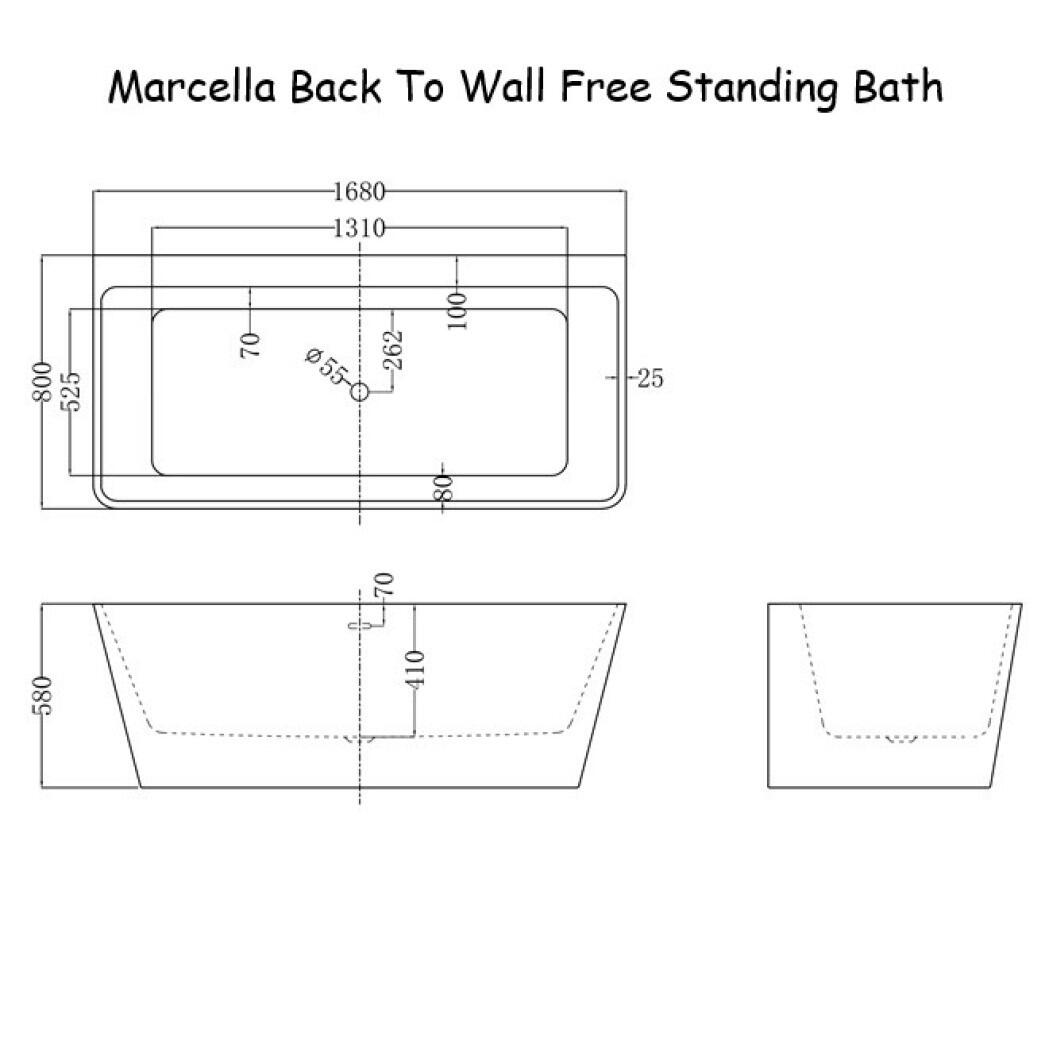Marcella Freestanding Acrylic Bath - Schematic