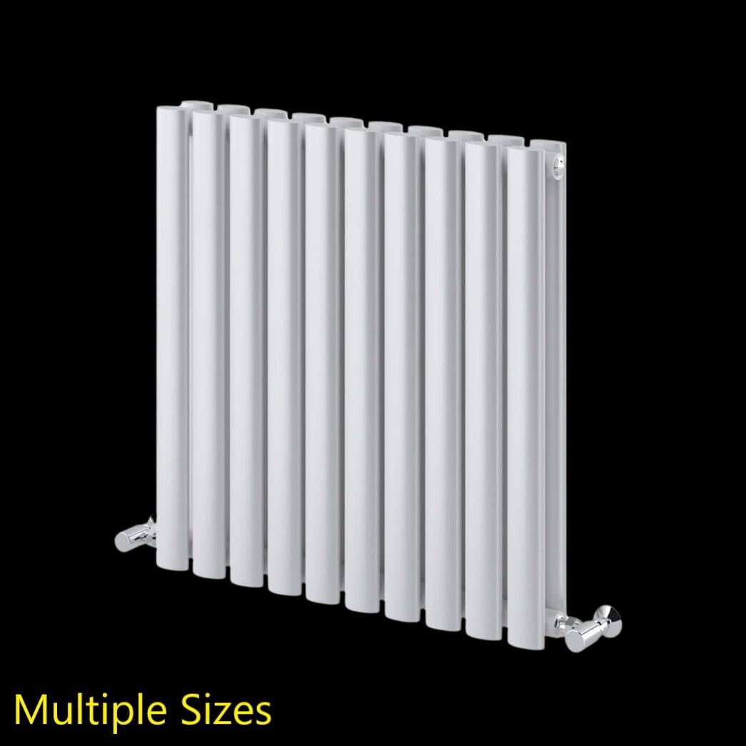 Icon 600mm Horizontal Double Oval Bar Radiator - Gloss White