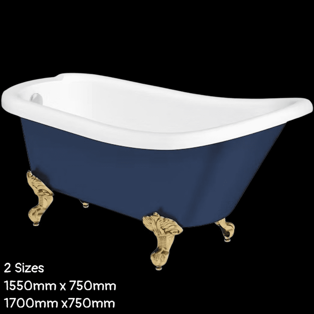 Traditional Single Ended Roll Top Slipper Bath with Brushed Brass Ball