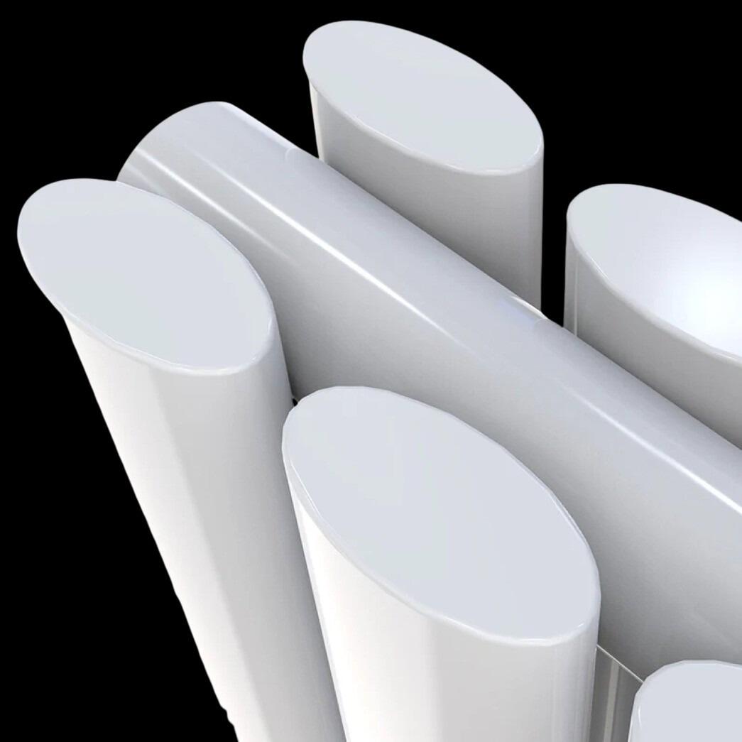 Icon 600mm Horizontal Double Oval Bar Radiator - Gloss White Bar Details