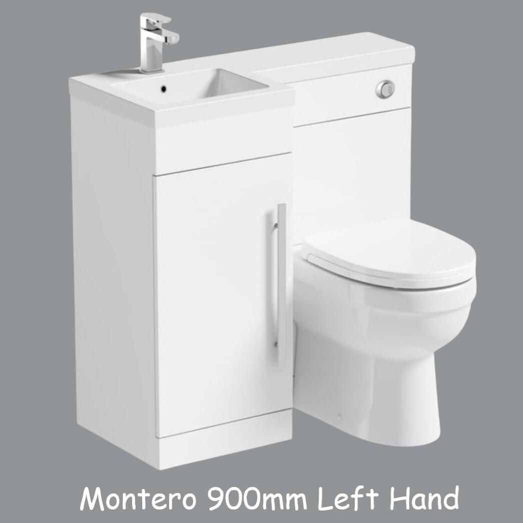 Montero 900mm Gloss White L Shaped Cloakroom Pack Left Hand