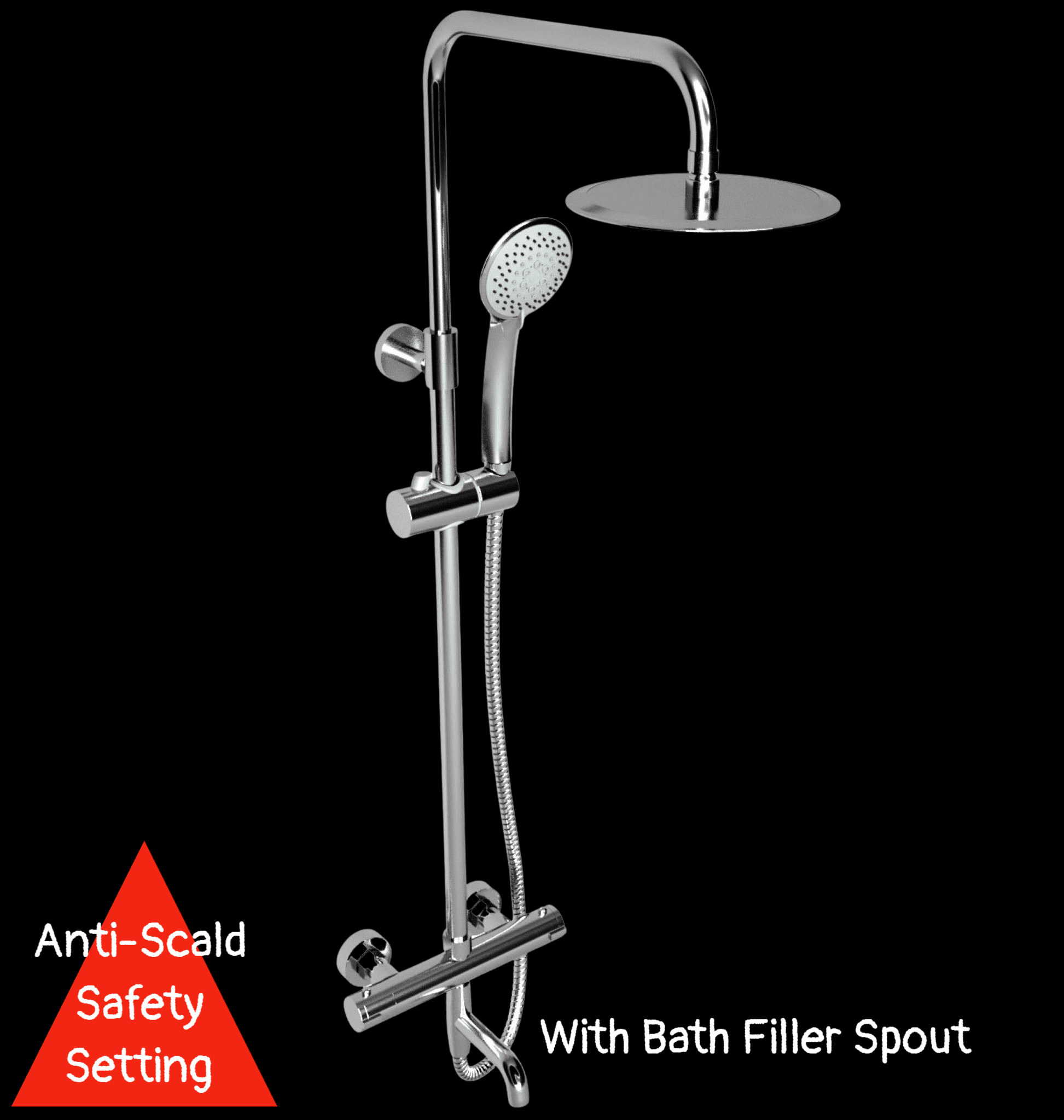 Tully / Truro Square Thermostatic Bar Shower Pack with Ultra Slim Rain