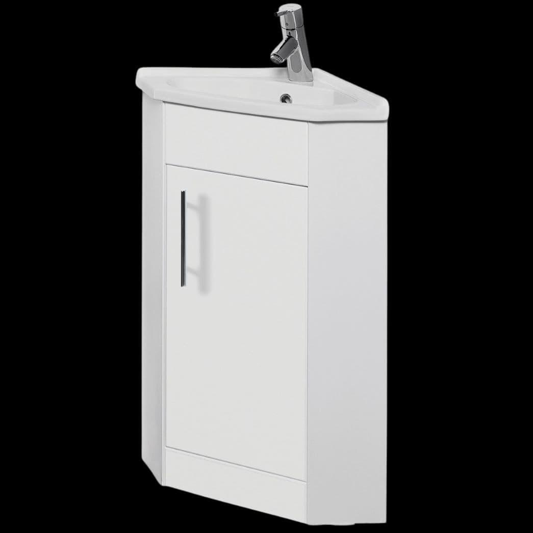 Encore 400mm White Gloss Corner Vanity Unit With Ceramic Basin