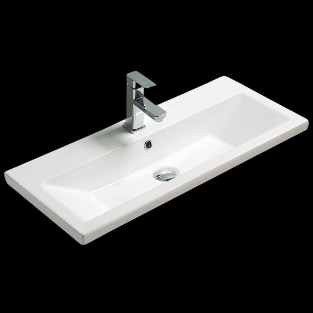 Britannia 800mm Gloss White Wall Hung Vanity Unit With Ceramic Basin