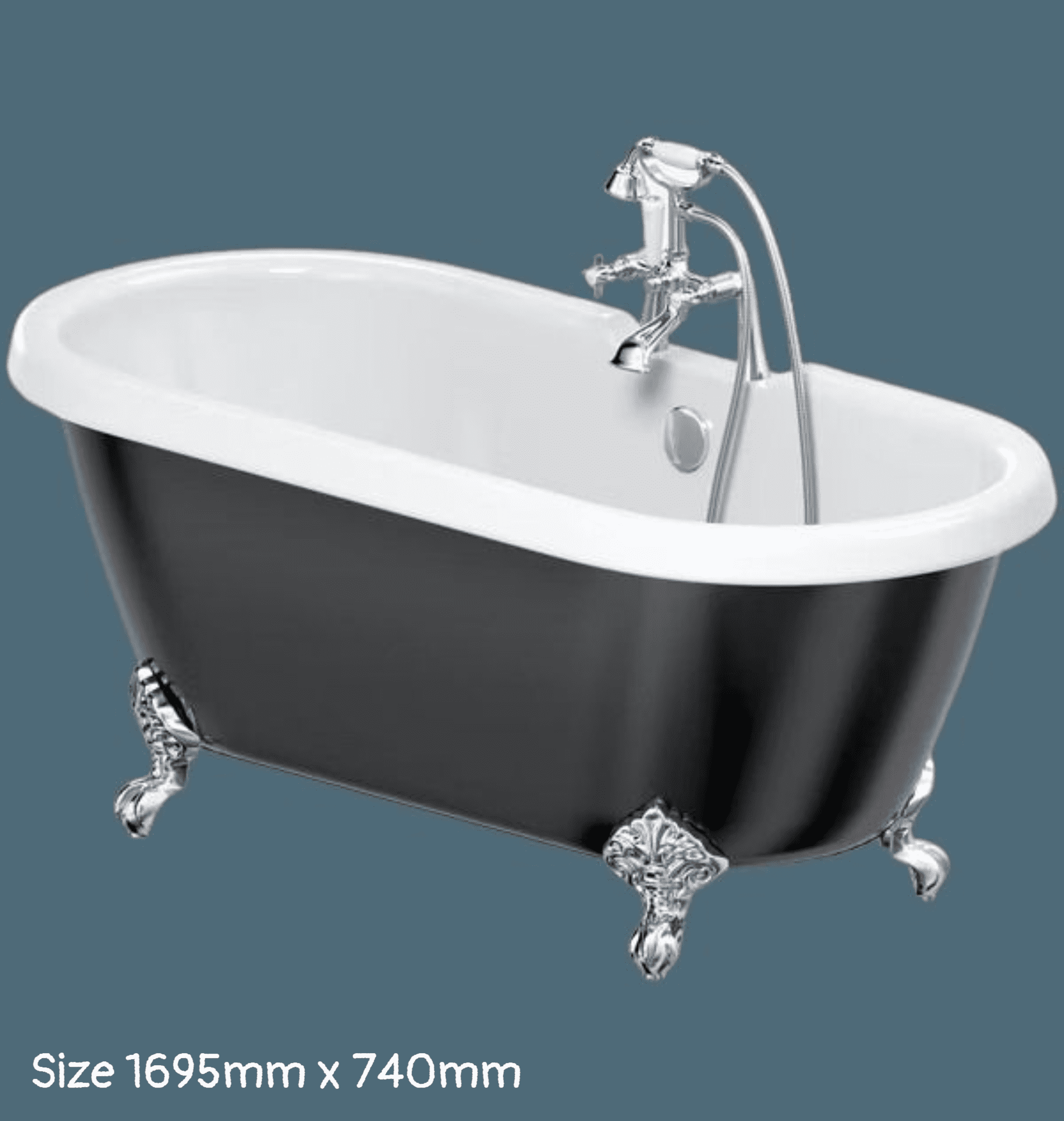 Ely Traditional Black Double Ended Roll Top Bath