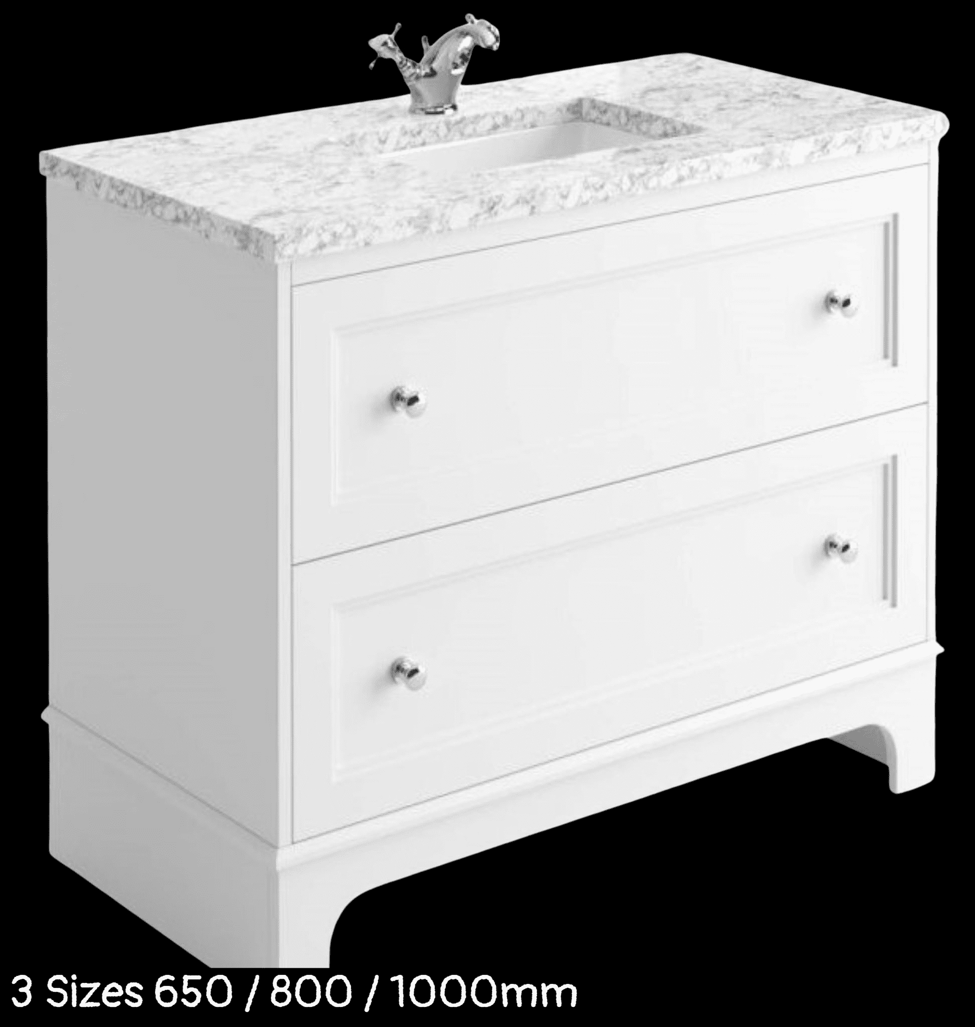 Format / Ferris Matt White 2 Drawer Vanity Unit with Marble Work Top