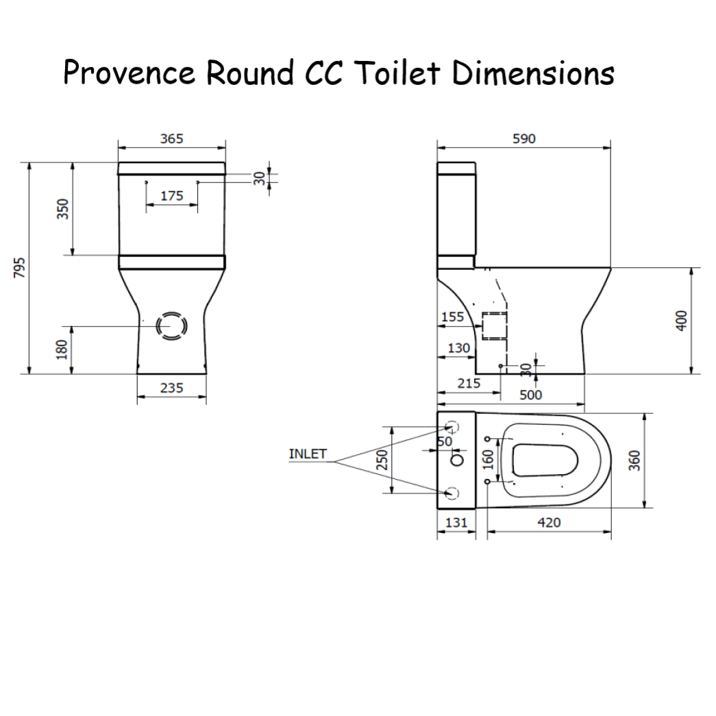 Provence Round Close Coupled Toilet Dimensions