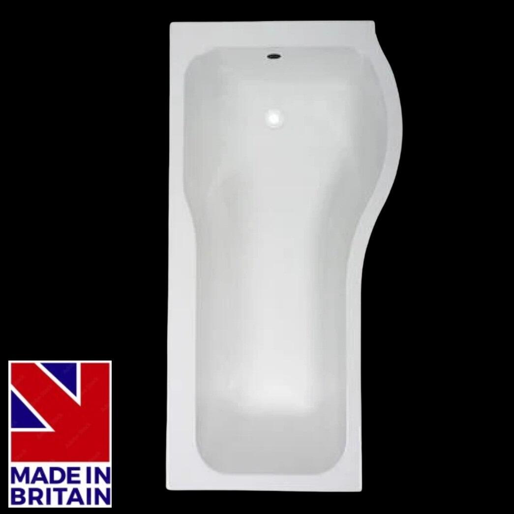 Kartell Oblique 1700mm P Shape Right Hand Shower Bath with Screen & Front Panel