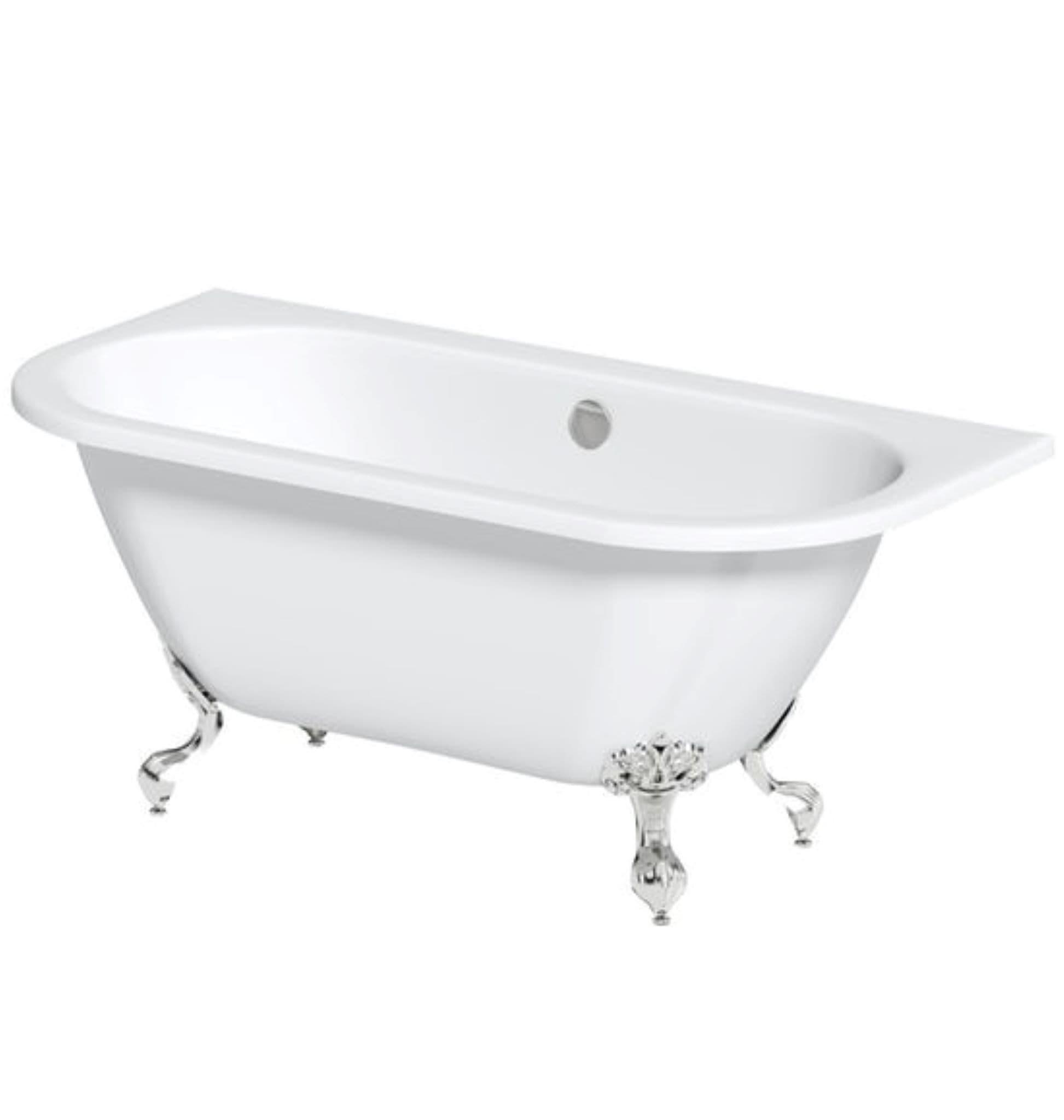Petite 1495mm Blue Back To Wall Double Ended Roll Top Bath