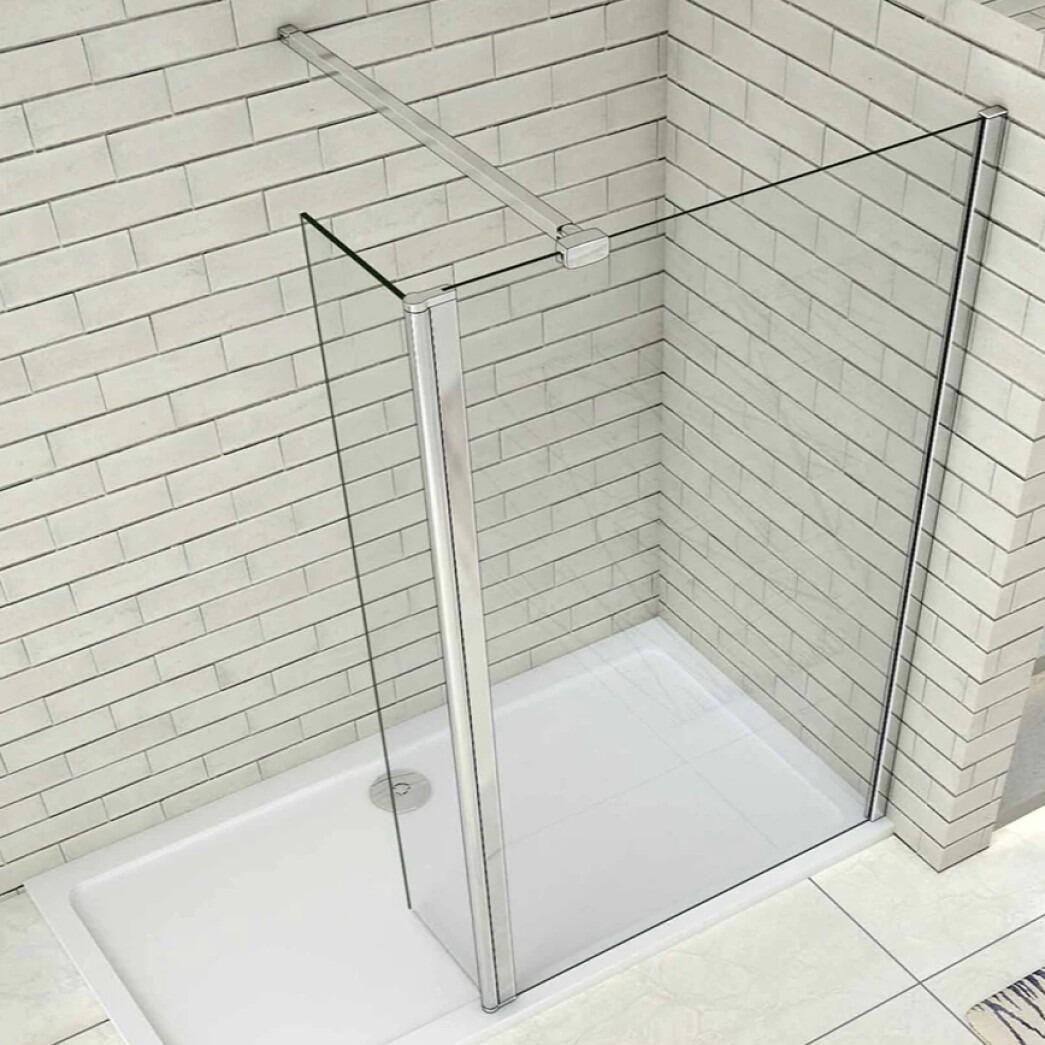 Royal 8mm Fixed Shower Screen with 300mm Hinged Panel Closed