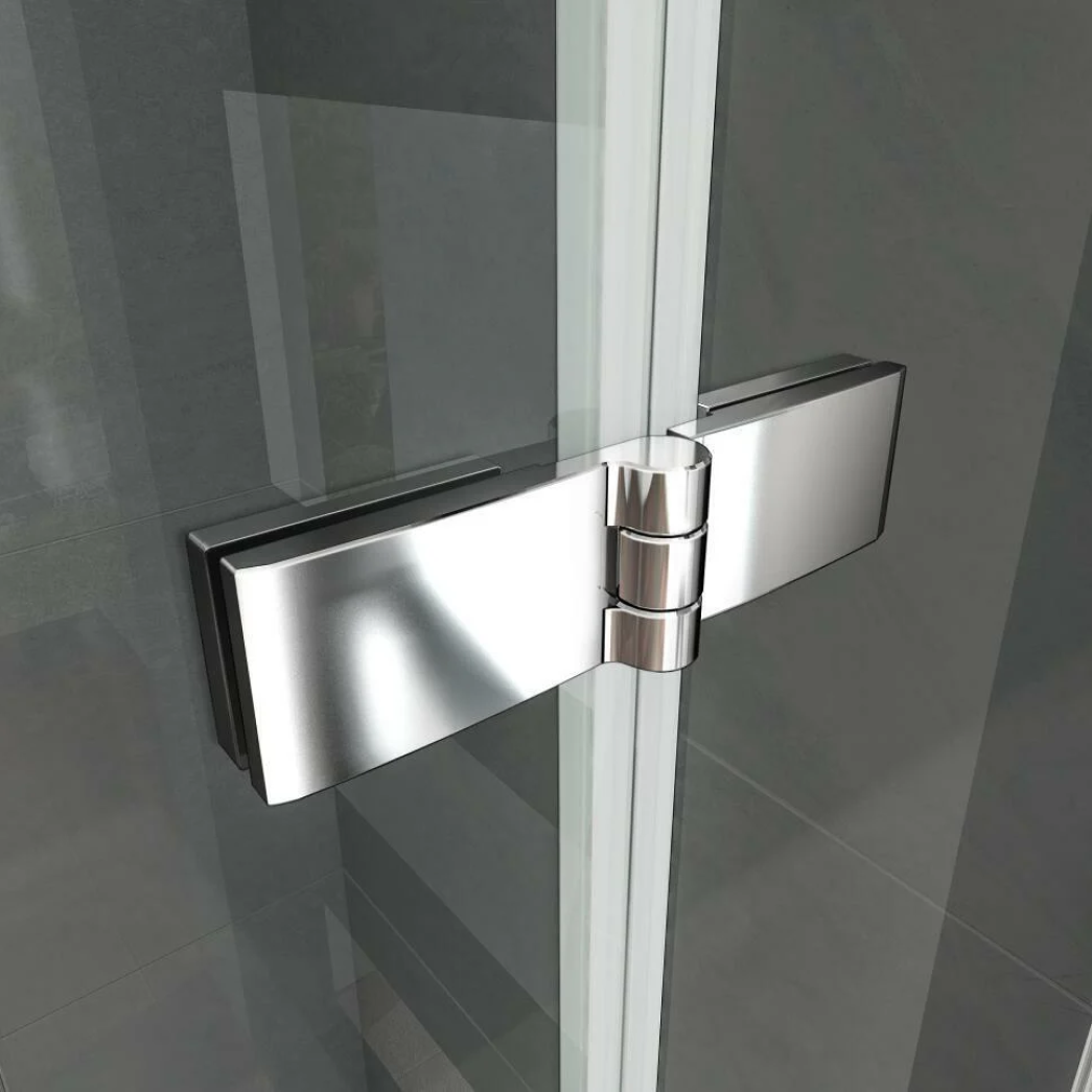 Aquatec 1000mm Frameless Bath Shower Screen Brass Hinge Detail