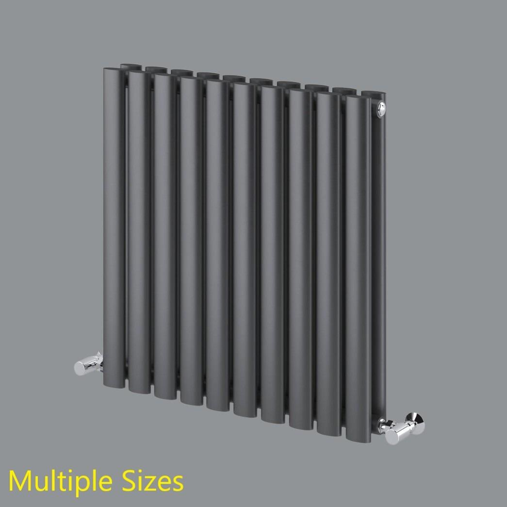 Icon 600mm Horizontal Double Oval Bar Radiator - Matt Black