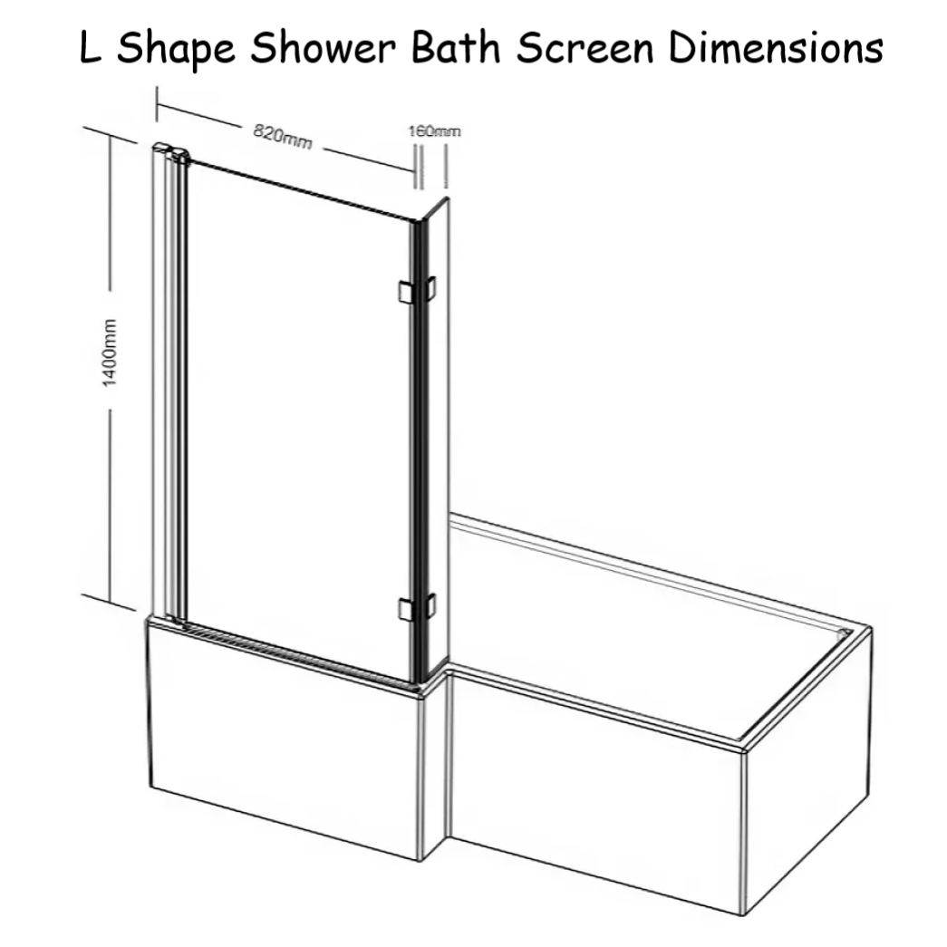 Kartell L Shaped Bath Shower Screen Dimensions