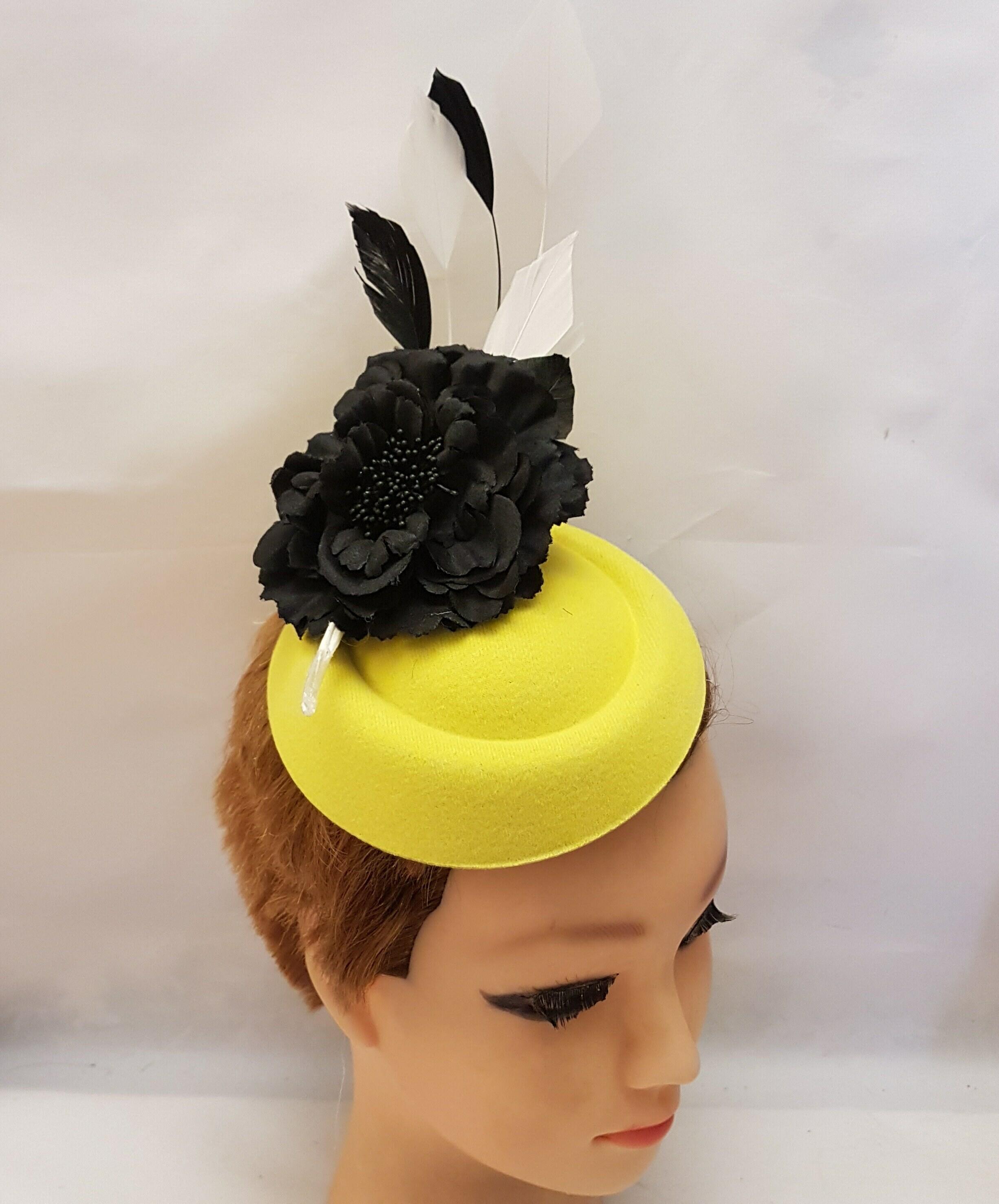 Yellow & Black Pill box hat