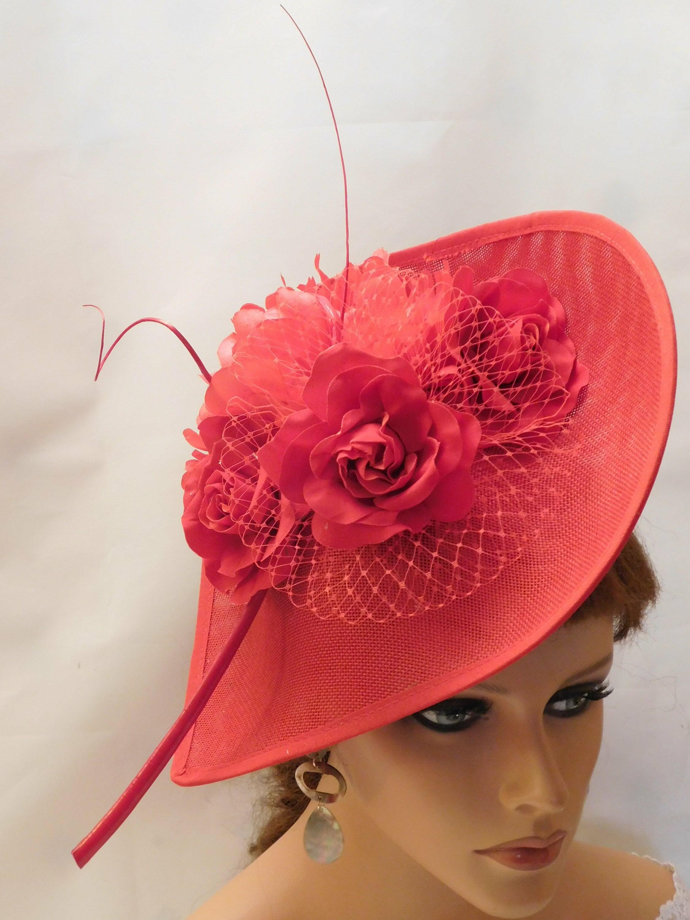 RED Fascinator hat