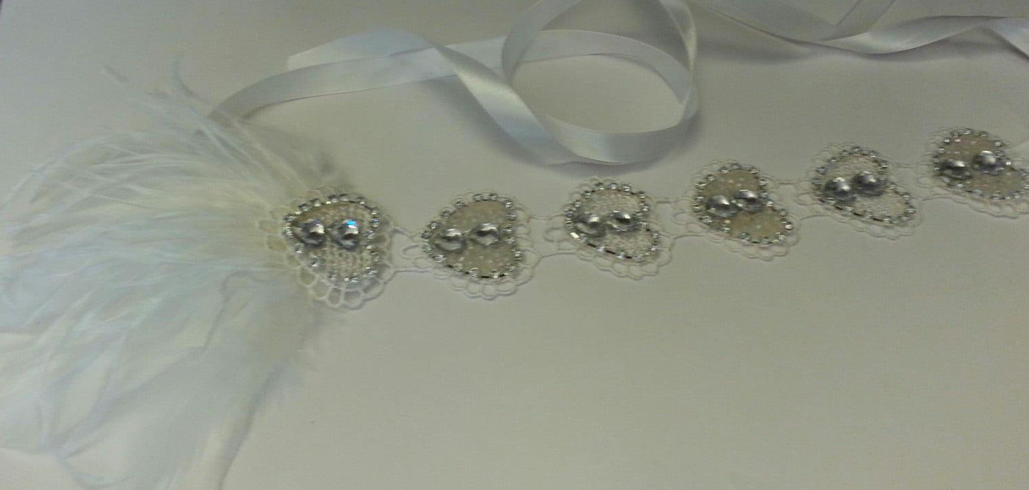 white feather gatsby headband