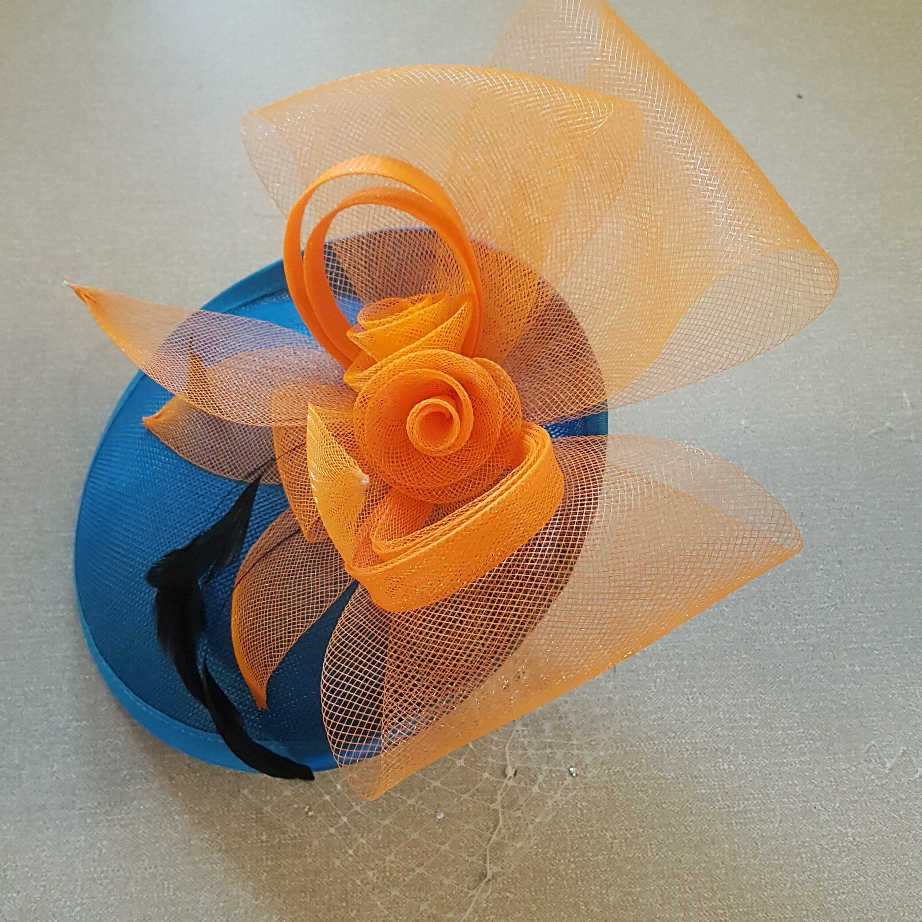Blue fascinator hat veil