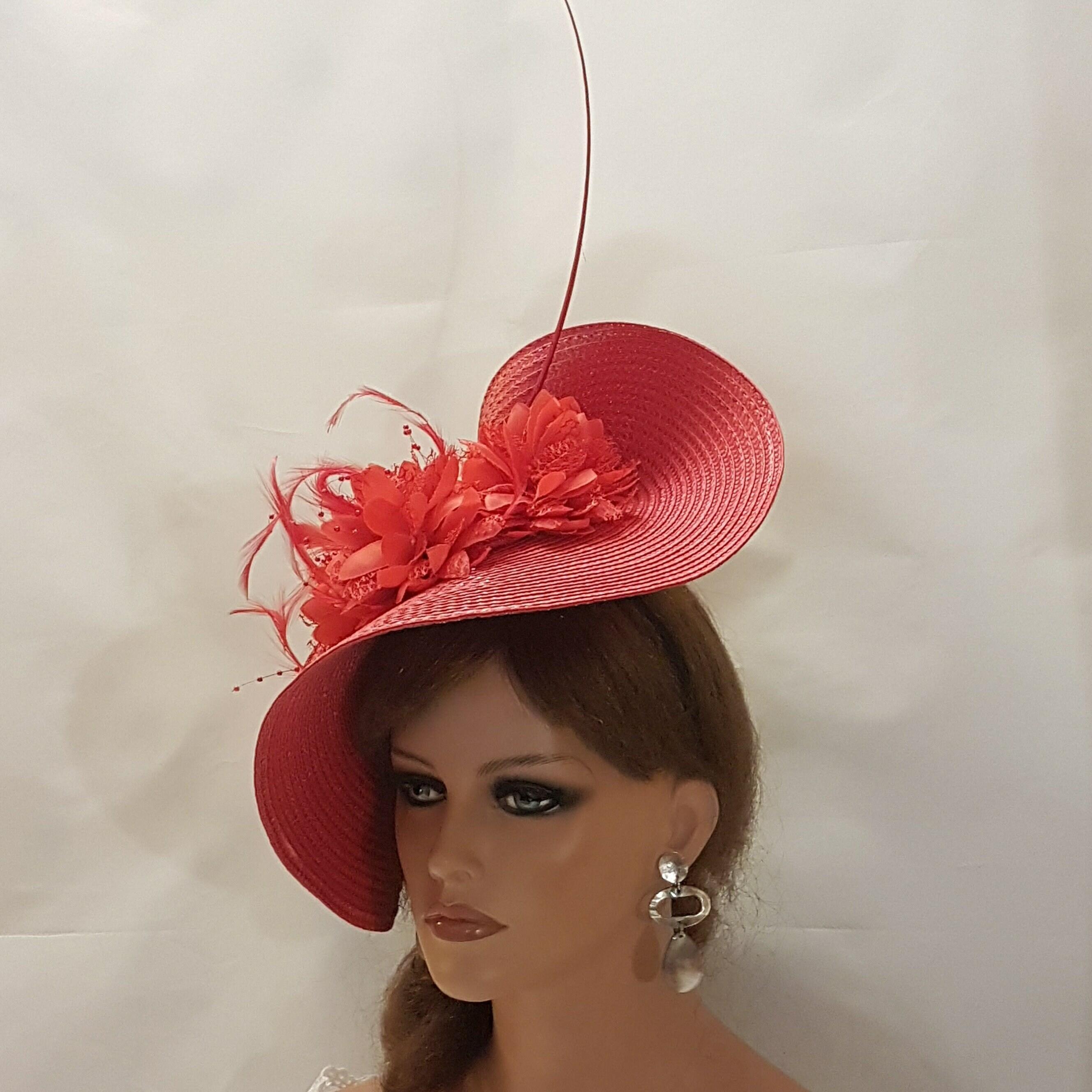 REd wedding fascinator