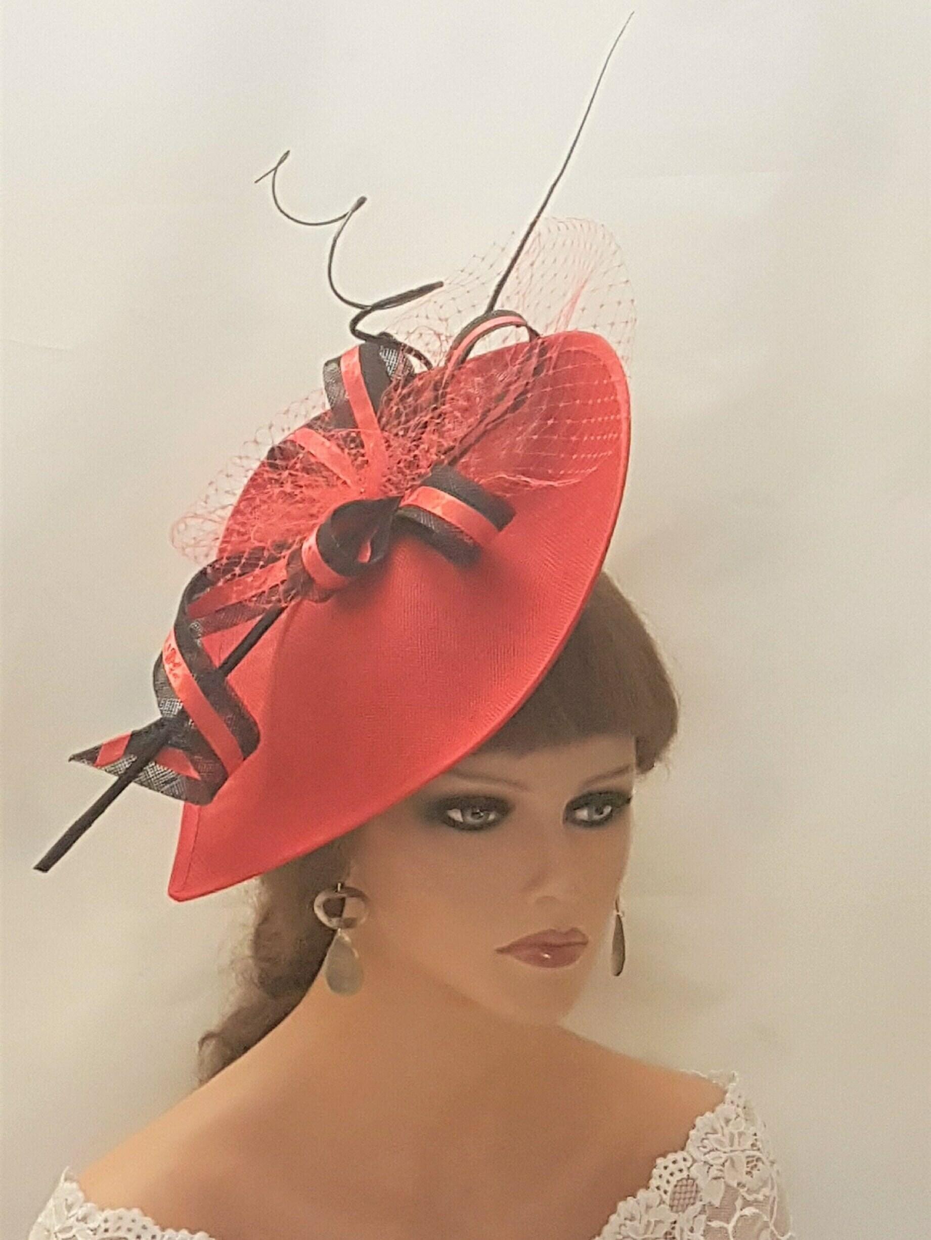 RED & BLACK wedding hat Fascinator