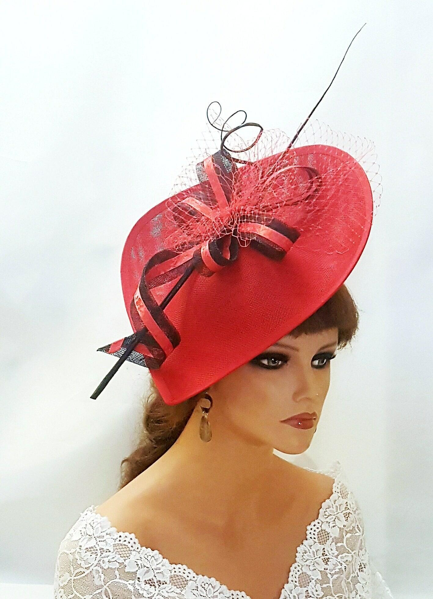 Red Mother of the bride hat Fascinator