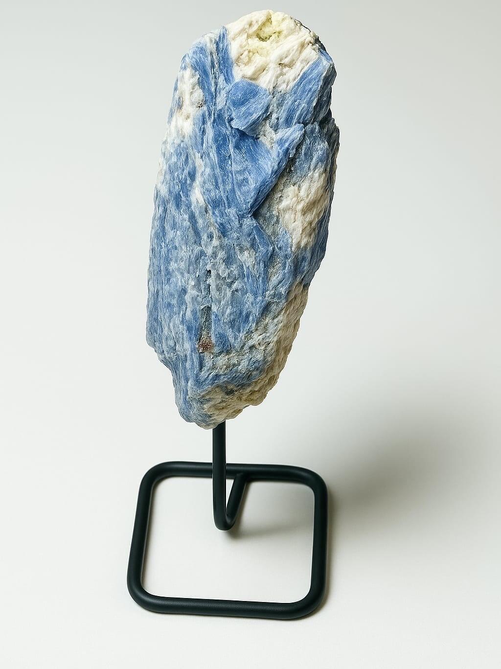 Blue Kyanite crystal blade on metal stand